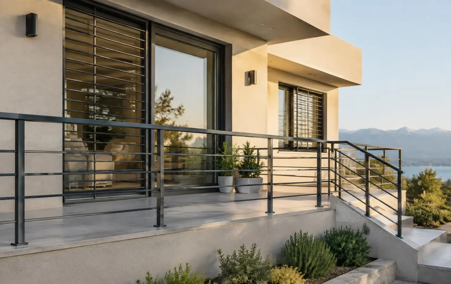 Rejas metálicas integradas en una vivienda contemporánea
